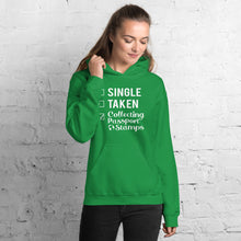 Load image into Gallery viewer, Single, Taken, Collecting Passport Stamps Unisex Hoodie