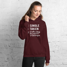 Load image into Gallery viewer, Single, Taken, Collecting Passport Stamps Unisex Hoodie
