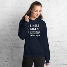 Load image into Gallery viewer, Single, Taken, Collecting Passport Stamps Unisex Hoodie
