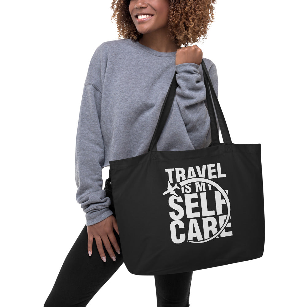 The Limited Edition Travel is My Self Care Large organic tote bag